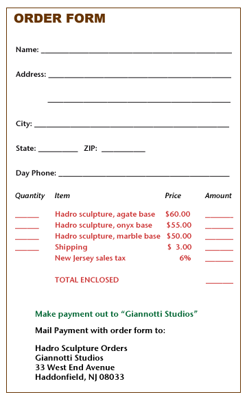 Sculpture order form